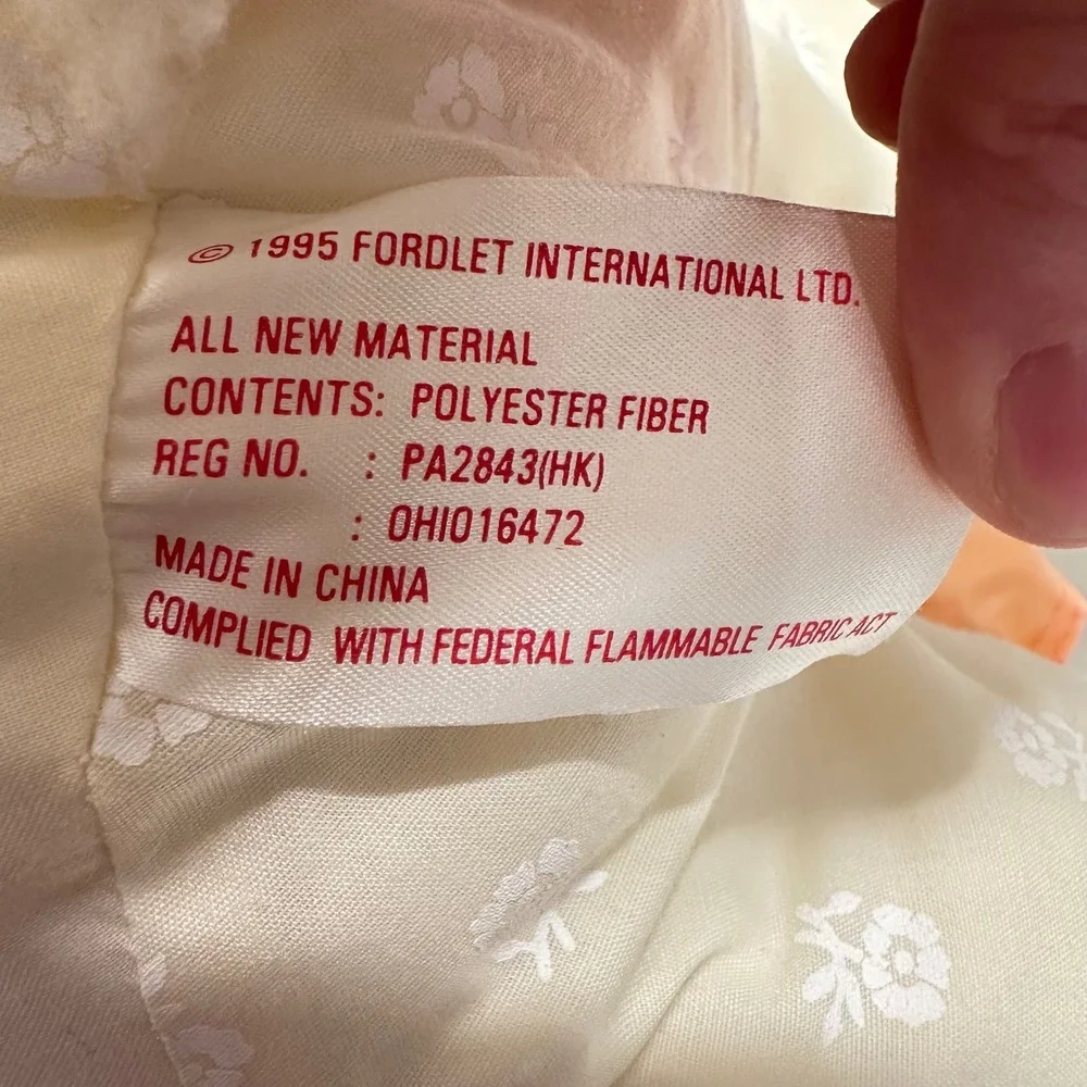 Vintage‎ 1995 Fordlet International Plush Bunny Rabbit Peach Striped Dress 18 in